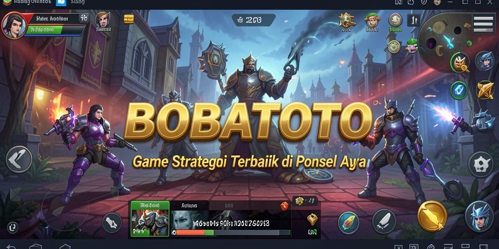 Screenshot utama BOBATOTO menampilkan aksi pertempuran epik dalam strategi.