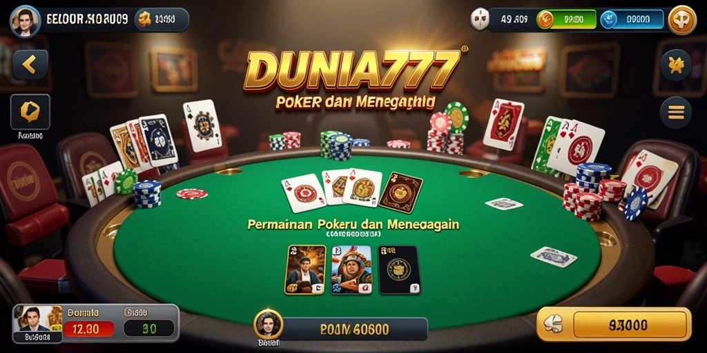 Tampilan gameplay seru di DUNIA777 dengan interaksi poker yang mengasyikkan.