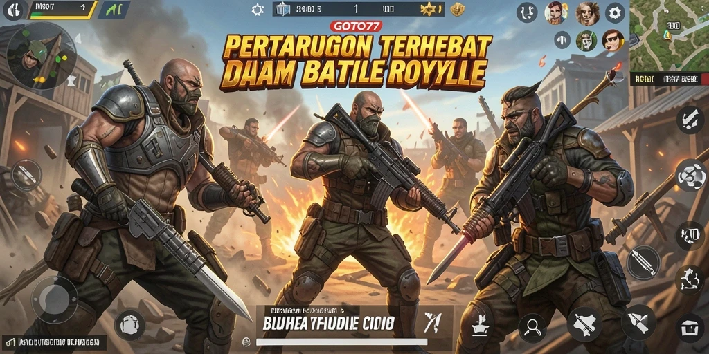 Tampilan gameplay menegangkan dari GOTO77 dalam pertarungan Battle Royale.