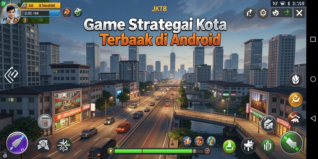 Gameplay JKT8 yang menarik dengan desain kota yang menawan.
