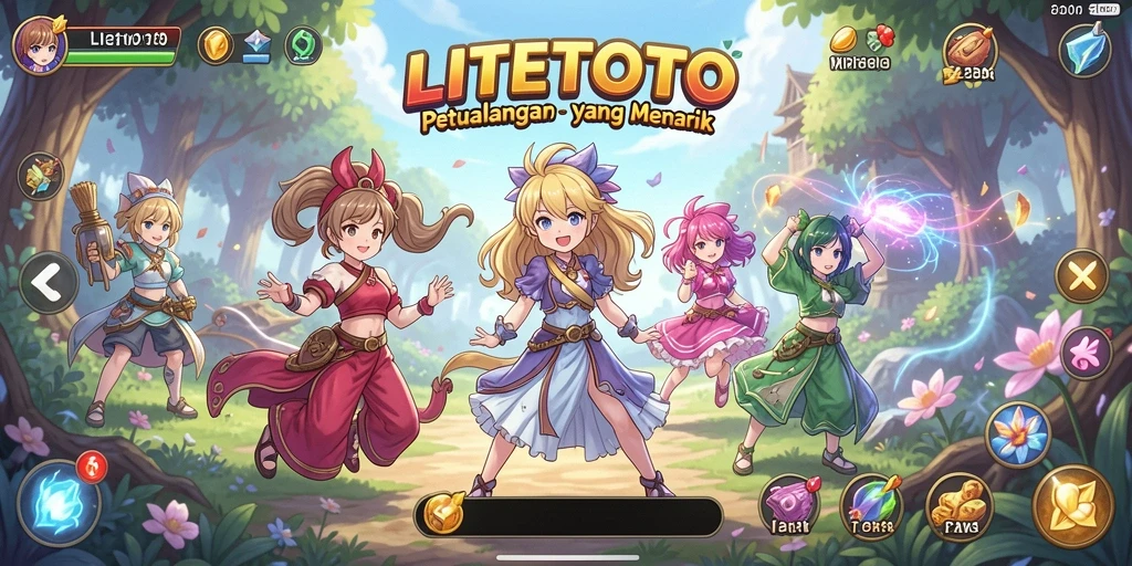 Tangkapan layar gameplay LITETOTO menampilkan aksi seru dalam dunia anime.