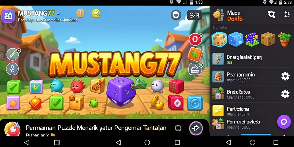 Screenshot utama MUSTANG77 menampilkan gameplay Puzzle yang seru dan menantang.