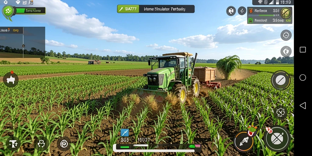 Tampilan gameplay SIA777 dengan berbagai tanaman dan hewan di ladang.