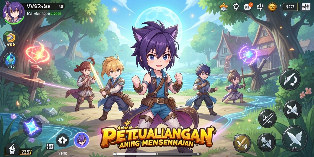 Tampilan gameplay yang menarik dalam VV62 dengan karakter anime favorit.