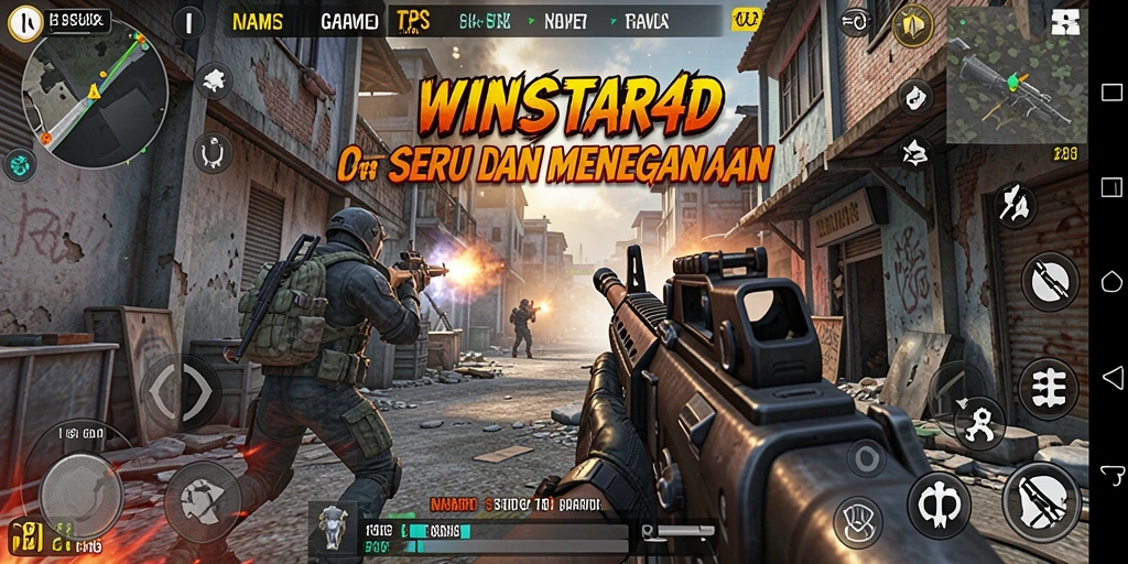 Tangkapan layar gameplay <strong>WINSTAR4D</strong> dengan aksi yang intens dan grafis menakjubkan.